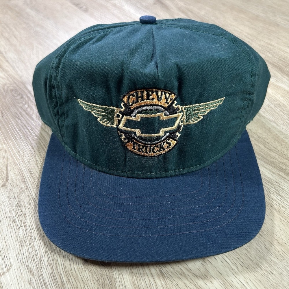 VTG 1990s Chevy Trucks Snapback Hat Chevrolet Car Swingster Green Blue Cap USA